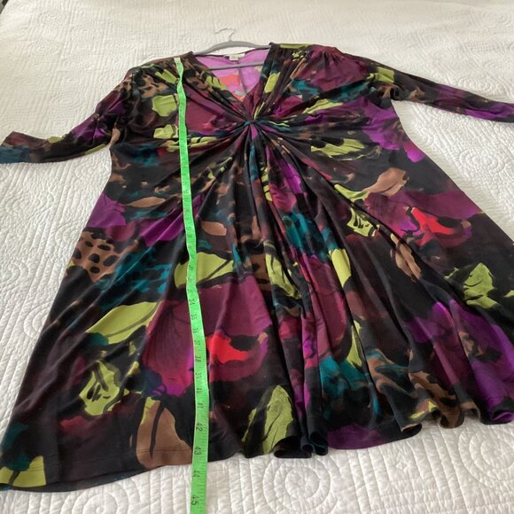 Kim Rogers Woman Dress Plus Size 20W Multi-Color Floral Print Knot Front Waterco - Picture 13 of 13